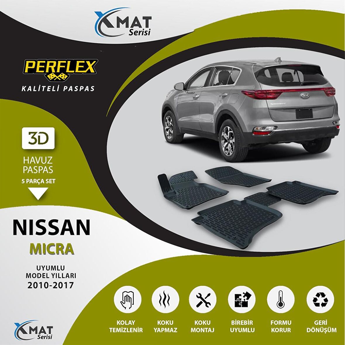 Perflex Paspas 3D Havuzlu X-Mat Nissan Micra 2010-2017