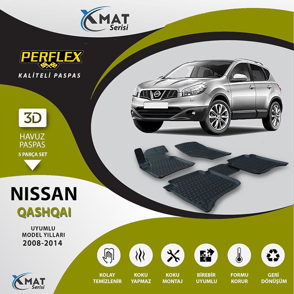 Perflex Paspas 3D Havuzlu X-Mat Nissan Qashqai 2008-2014