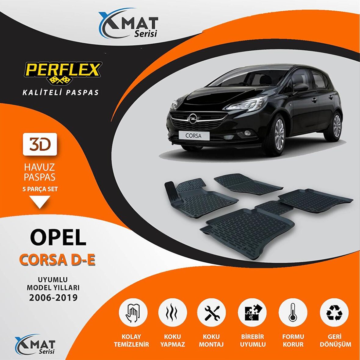 Perflex Paspas 3D Havuzlu X-Mat Corsa D - E 2006-2019