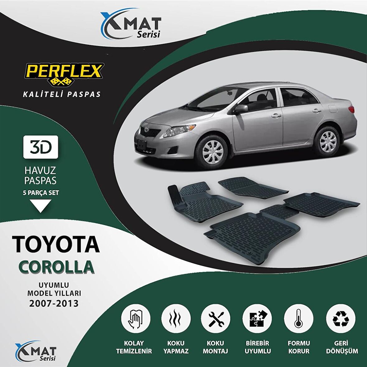 Perflex Paspas 3D Havuzlu X-Mat Corolla 2007-2013