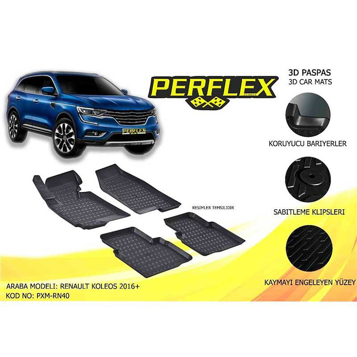 Perflex Paspas 3D Havuzlu Koleos 2016+