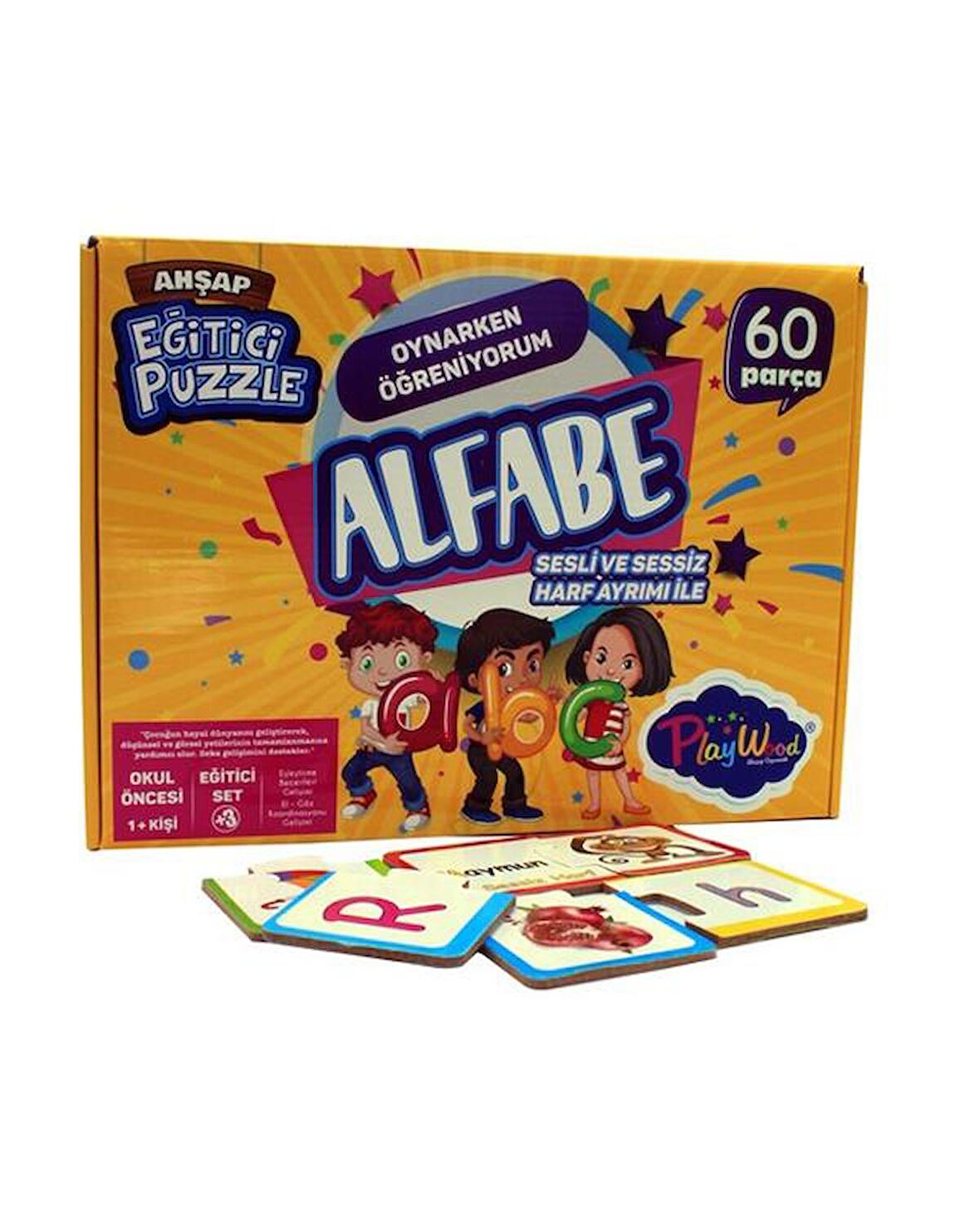 Playwood Ahşap Eğitici Puzzle Alfabe 60 Parça ONY25