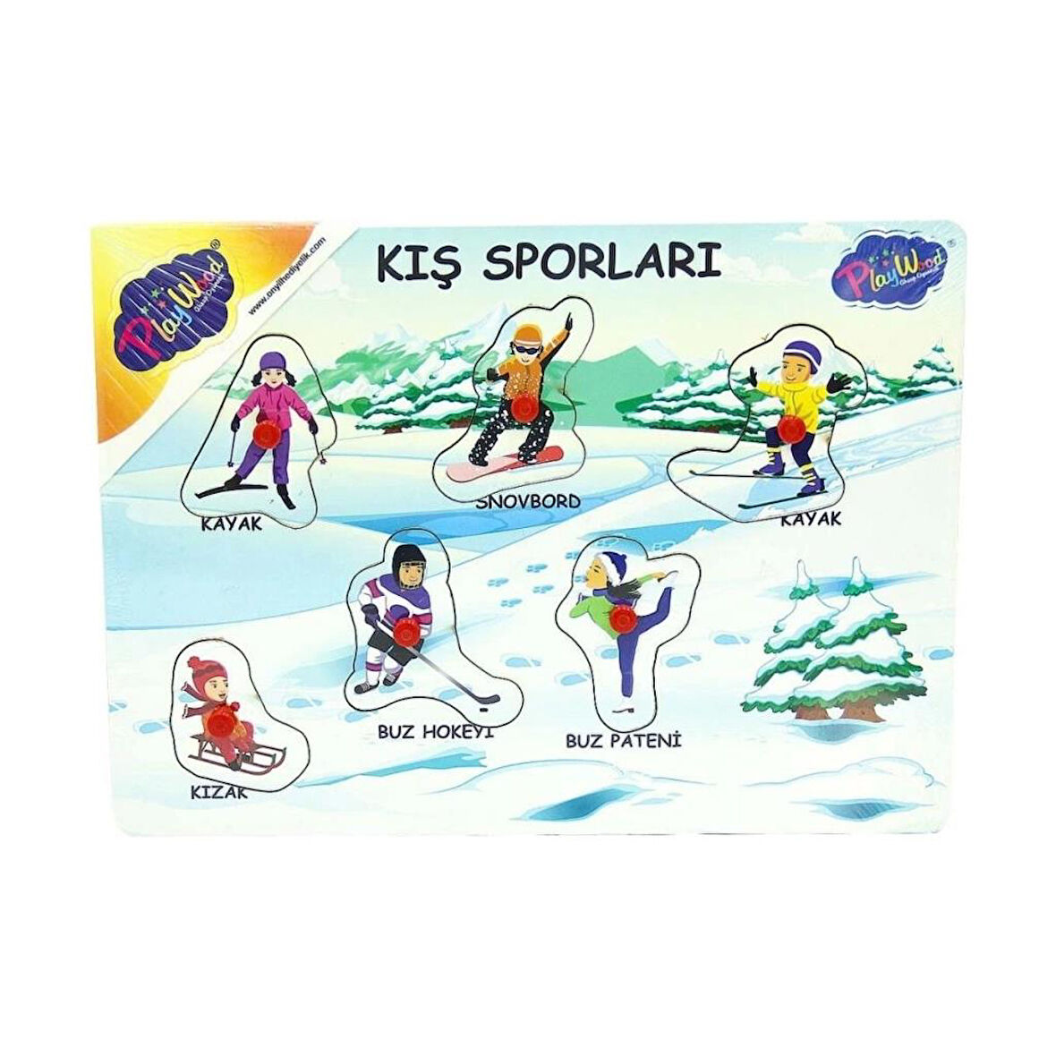 Ahşap Tutmalı Kış Sporları Yapboz
