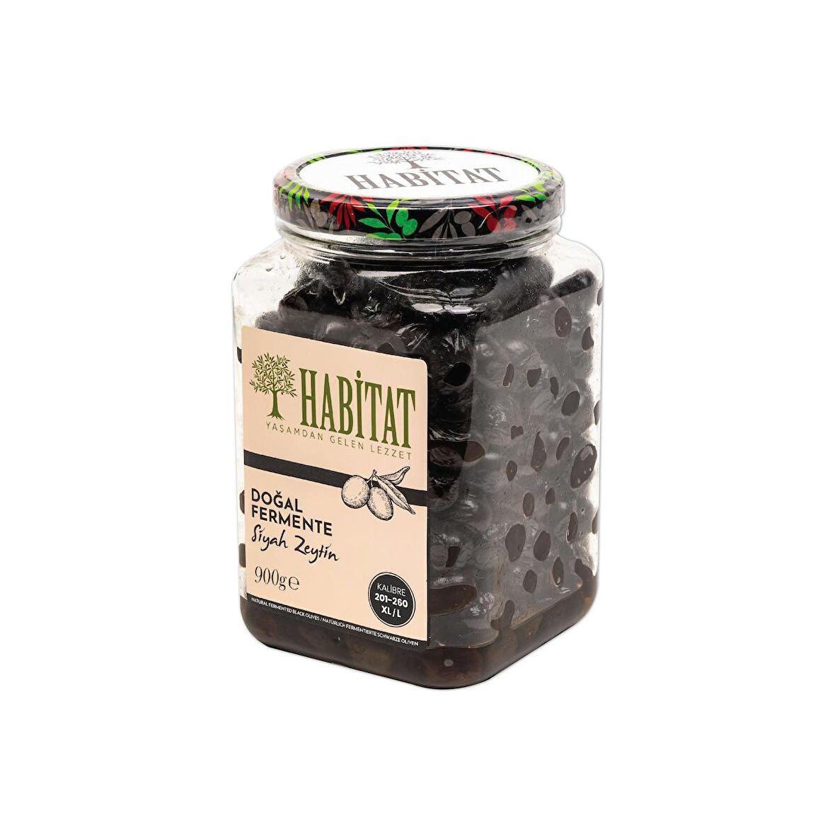 Habitat Gemlik Tipi Siyah Sele Zeytin (201-260 Kb.) 900 Gr. 