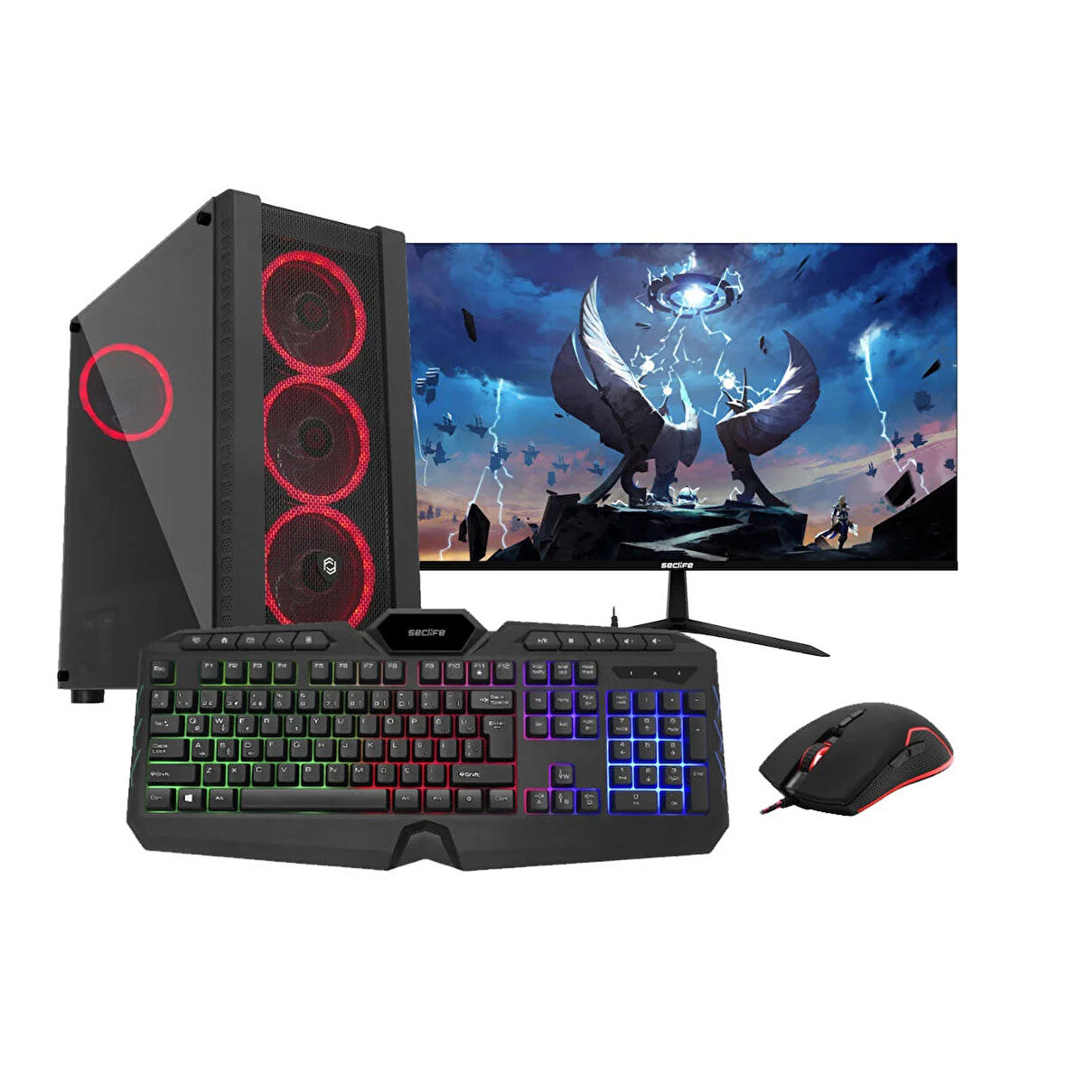 Seclife GM-1258 i5-12400F 16GB 512GB 4GB R9370 500W Dos +24" Monitör Oyuncu Pc