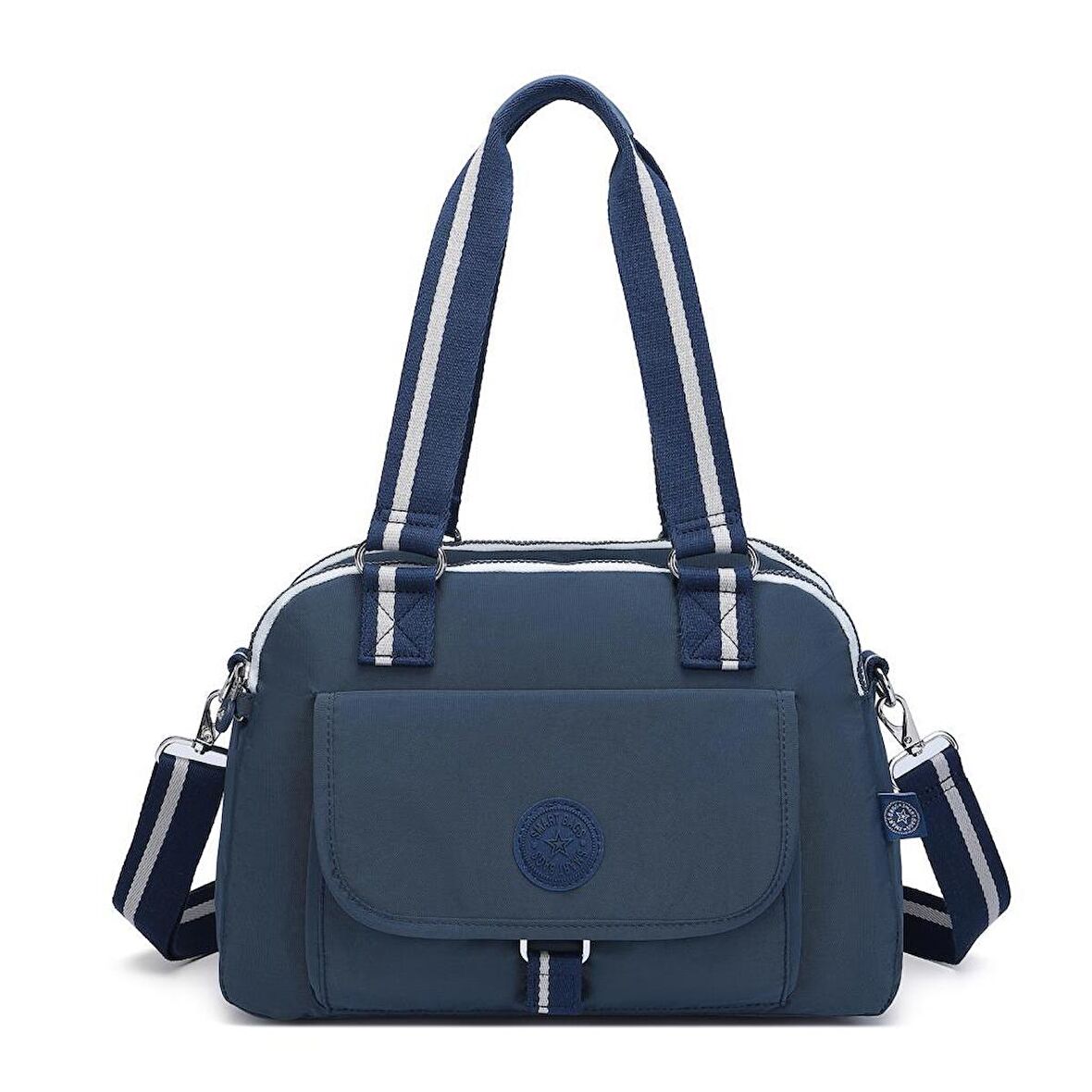 Krinkıl Kumaş Kadın Omuz Çantası Smart Bags 1122 Lacivert