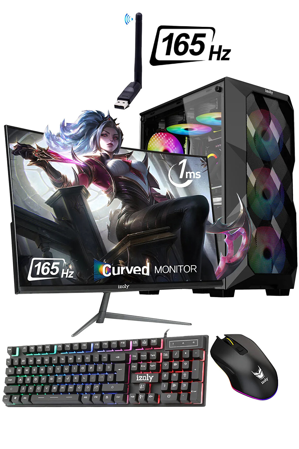 Mintra Latios X I5-12400f 16GB 256GB M.2 Nvme Rtx 2060s 8GB 24" 165hz Oyuncu Masaüstü Bilgisayarı