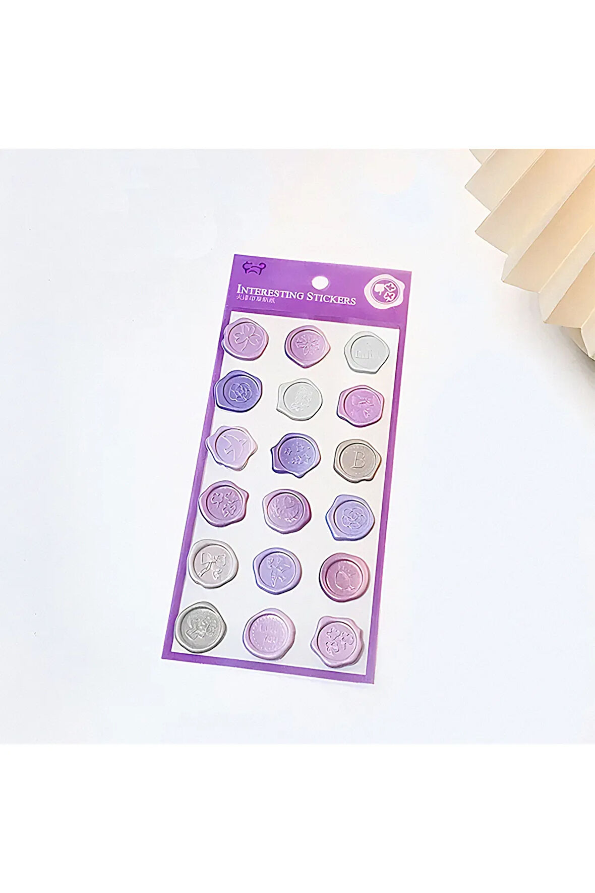 Mor Temalı Wax 3D Pul Sticker Seti • Bullet Journal (GGK-DF022)