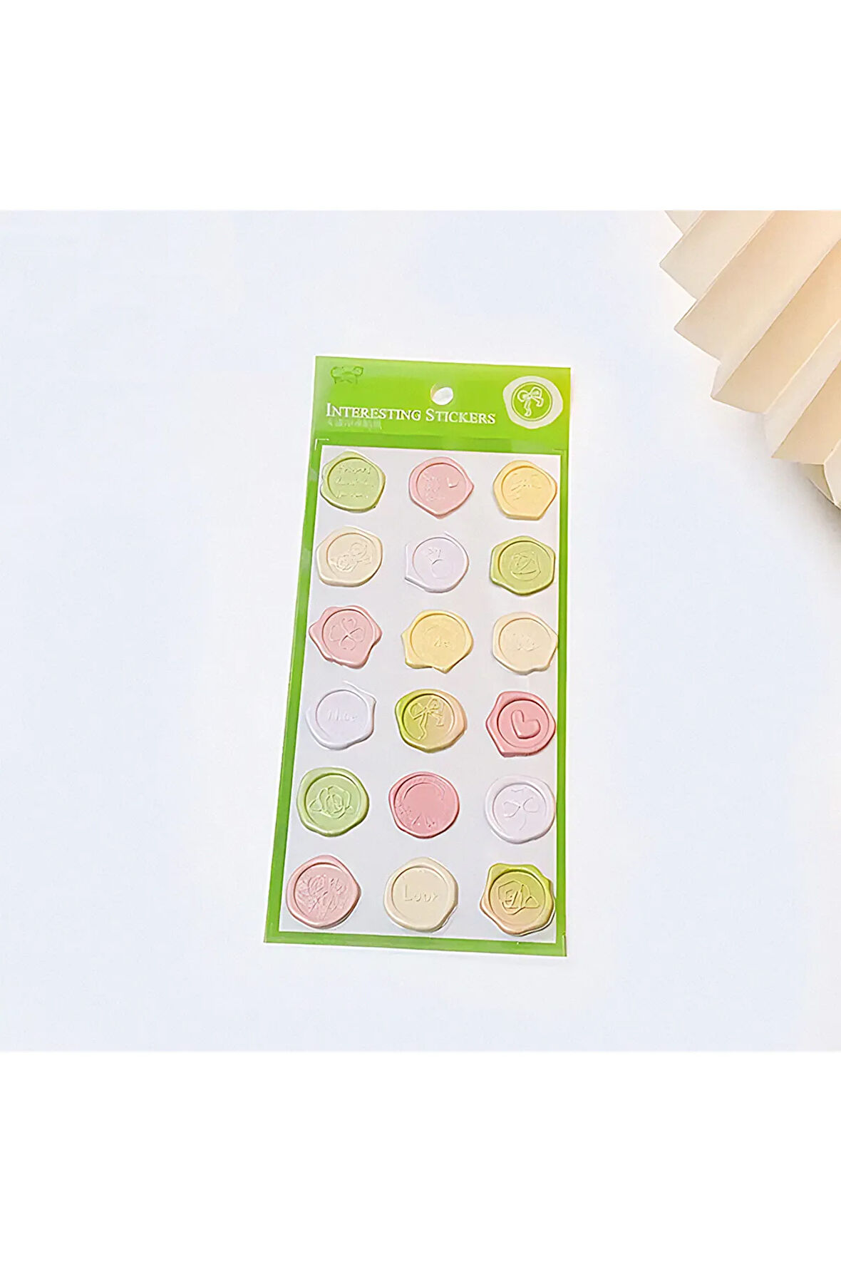 Yeşil Temalı Wax 3D Pul Sticker Seti • Bullet Journal (GGK-DF025)