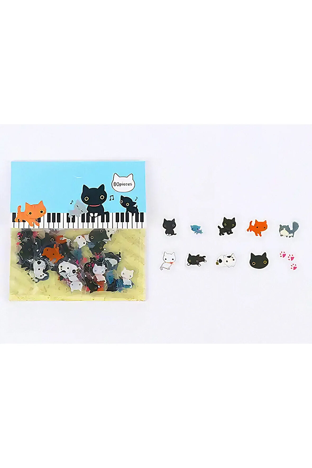 Kediler Temalı 80 Adet Sticker Seti • Bullet Journal (GGK-DB014)