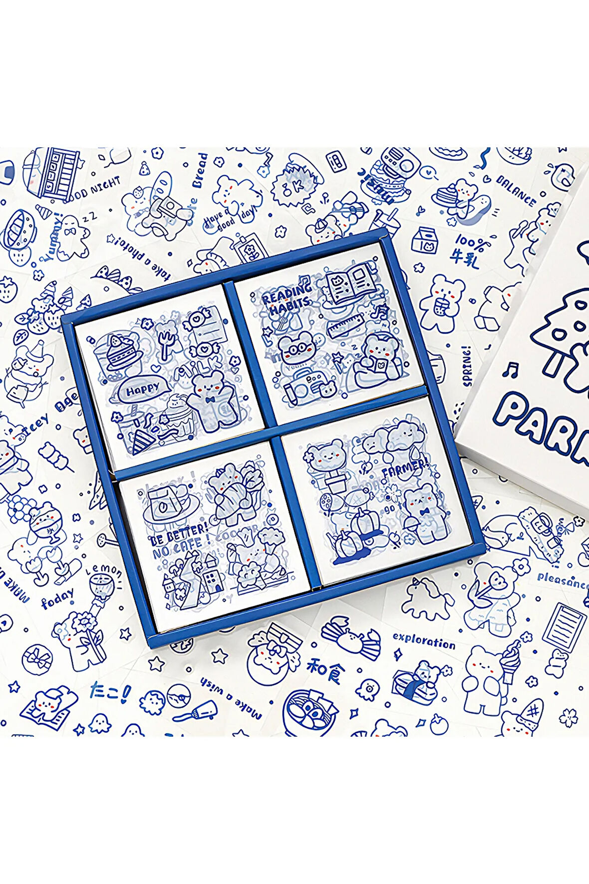 Bear Village Temalı 100 Yaprak 4 Bölmeli Sticker Seti • Bullet Journal (GGK-DZ068)