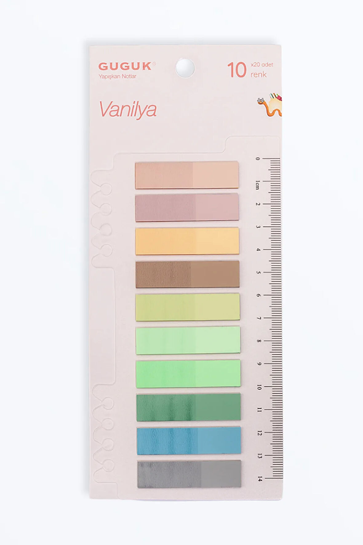 Vanilya Yuvarlak 10 Renkli Cetvelli Şeffaf Pet Index • Index Sticker • Post-it  (GGK-P005)