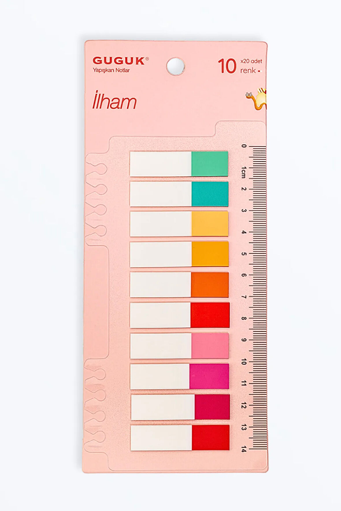 İlham Yarım 10 Renkli Cetvelli Şeffaf Pet Index • Index Sticker • Post-it • Sticky Note (GGK-P013)