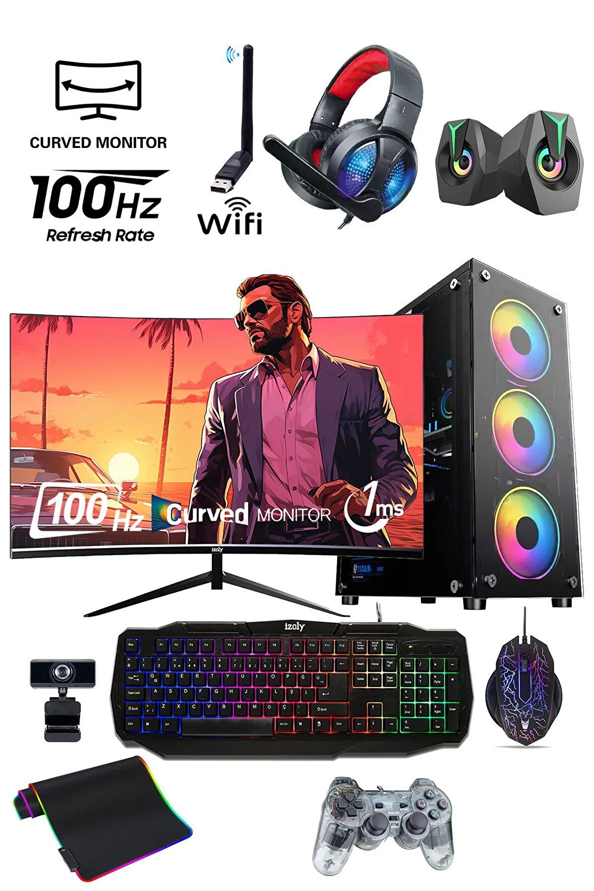 Mintra N12x I5-3470 16GB 256GB SSD 1tb Hdd gt 740 4GB 24" Oyuncu Masaüstü Bilgisayar