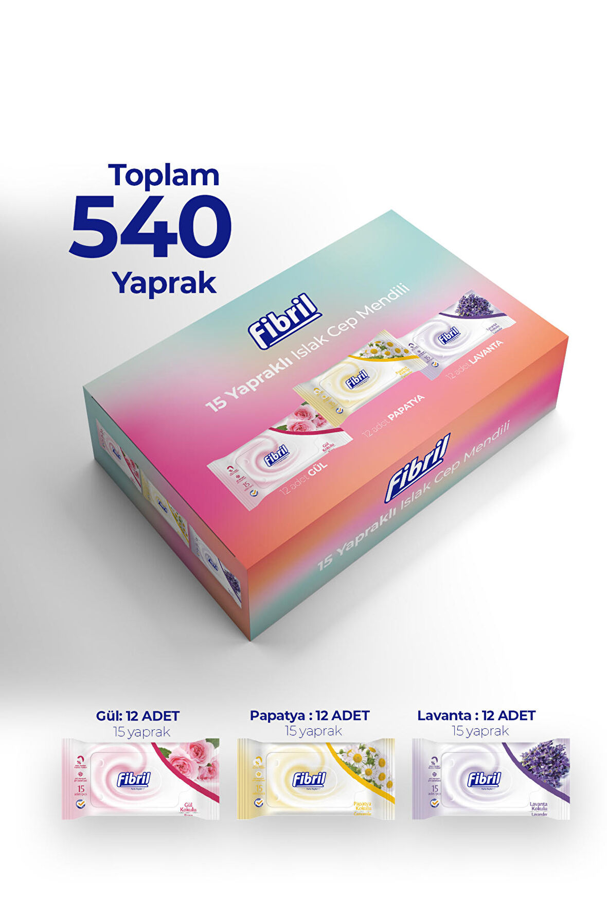 Fibril 36 Paket Cep Islak Mendili 36x15 li Paket 540 Yaprak