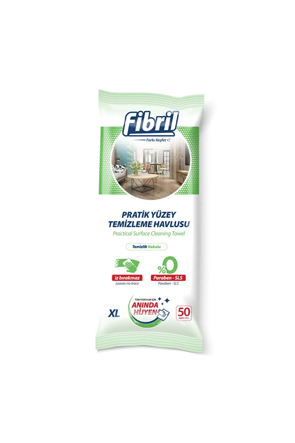 Fibril Yüzey Temizleme Havlusu Çam Kokulu 50'li