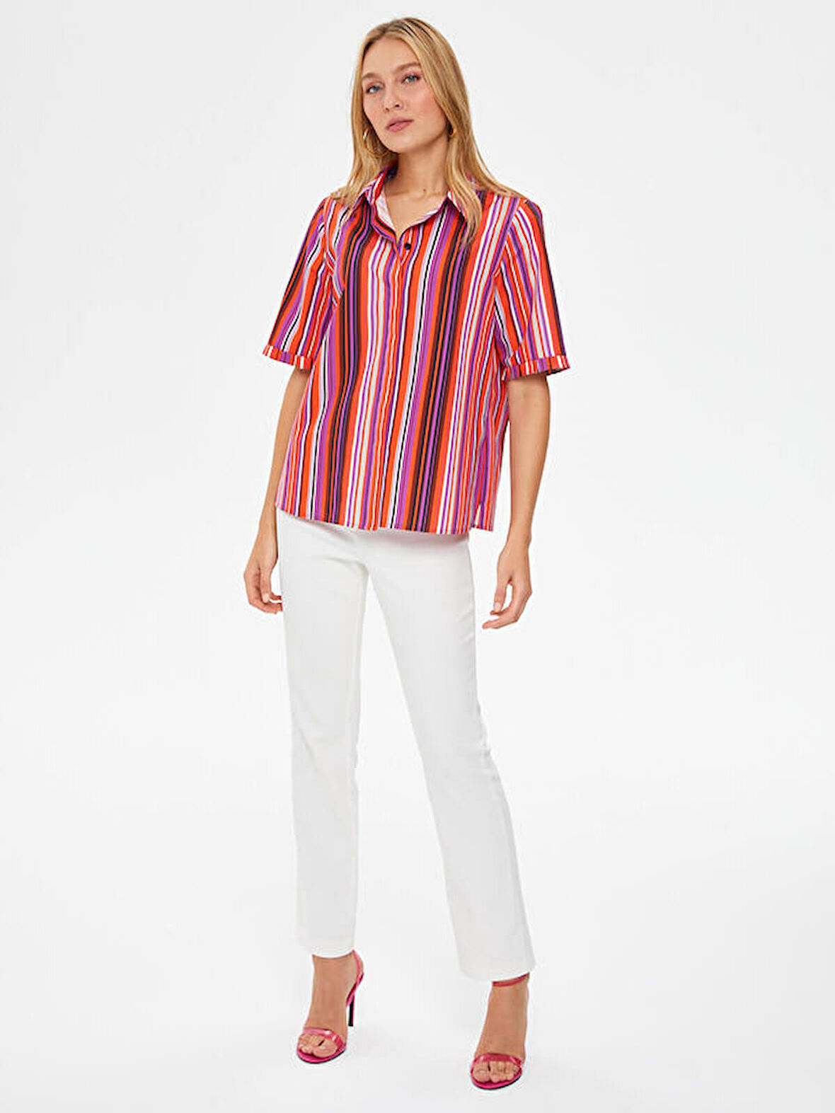 Çizgili Poplin Gömlek 67303