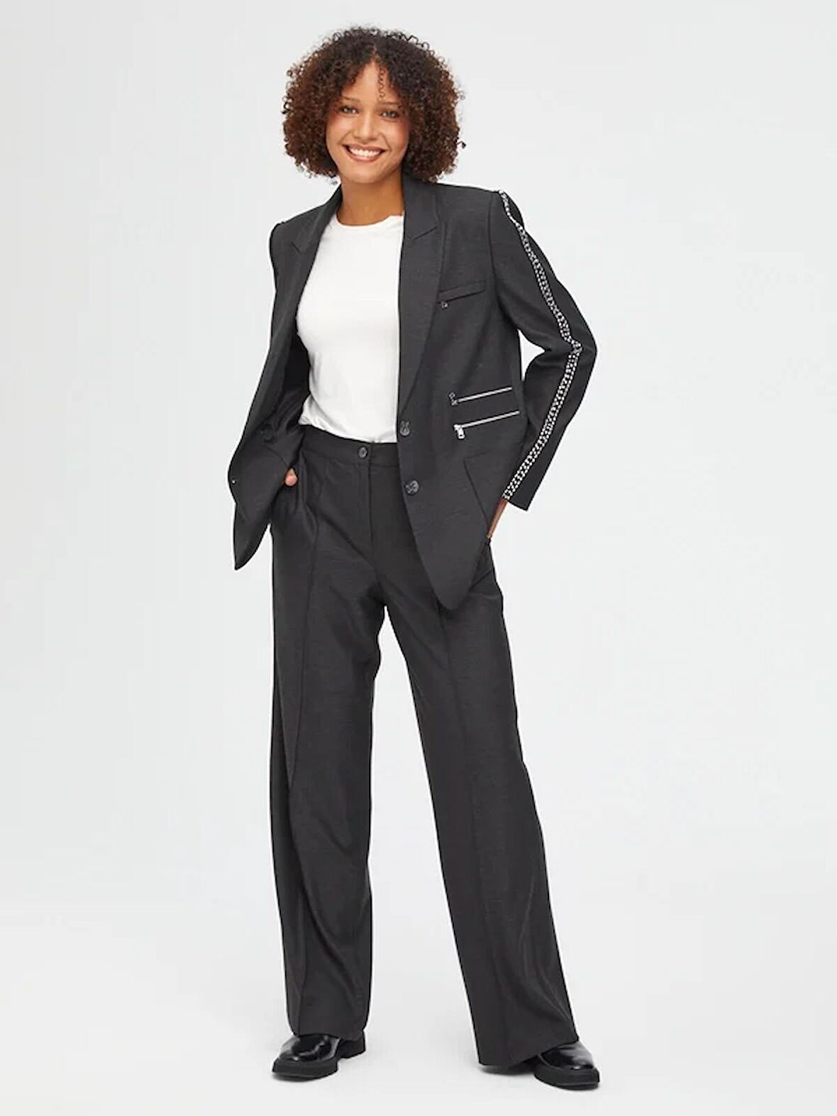 Fermuar Ve Trok Şerit Detaylı Ceket 67188