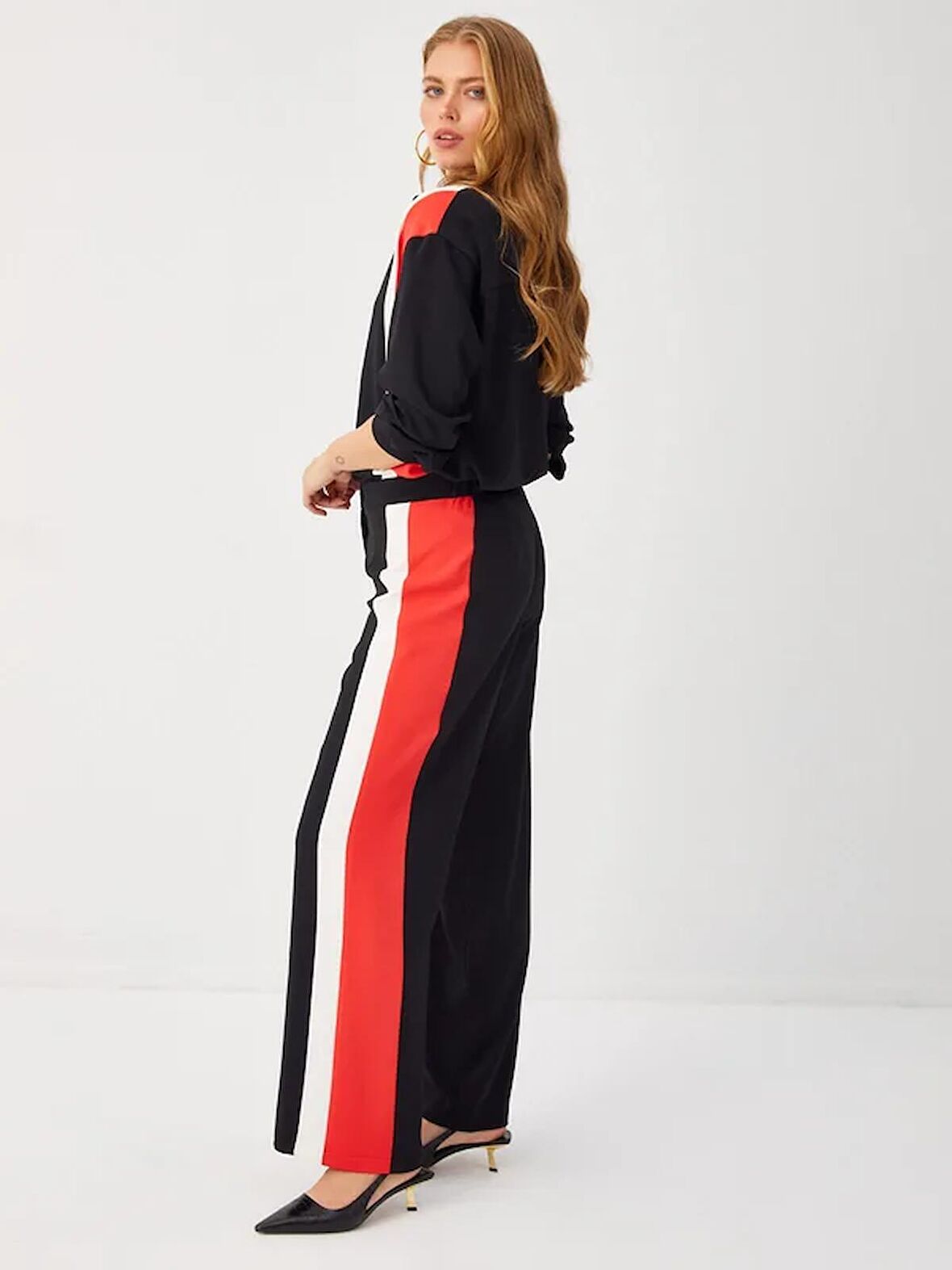 Yanı Kontrast Bantlı Straıght Fıt Pantolon 68527