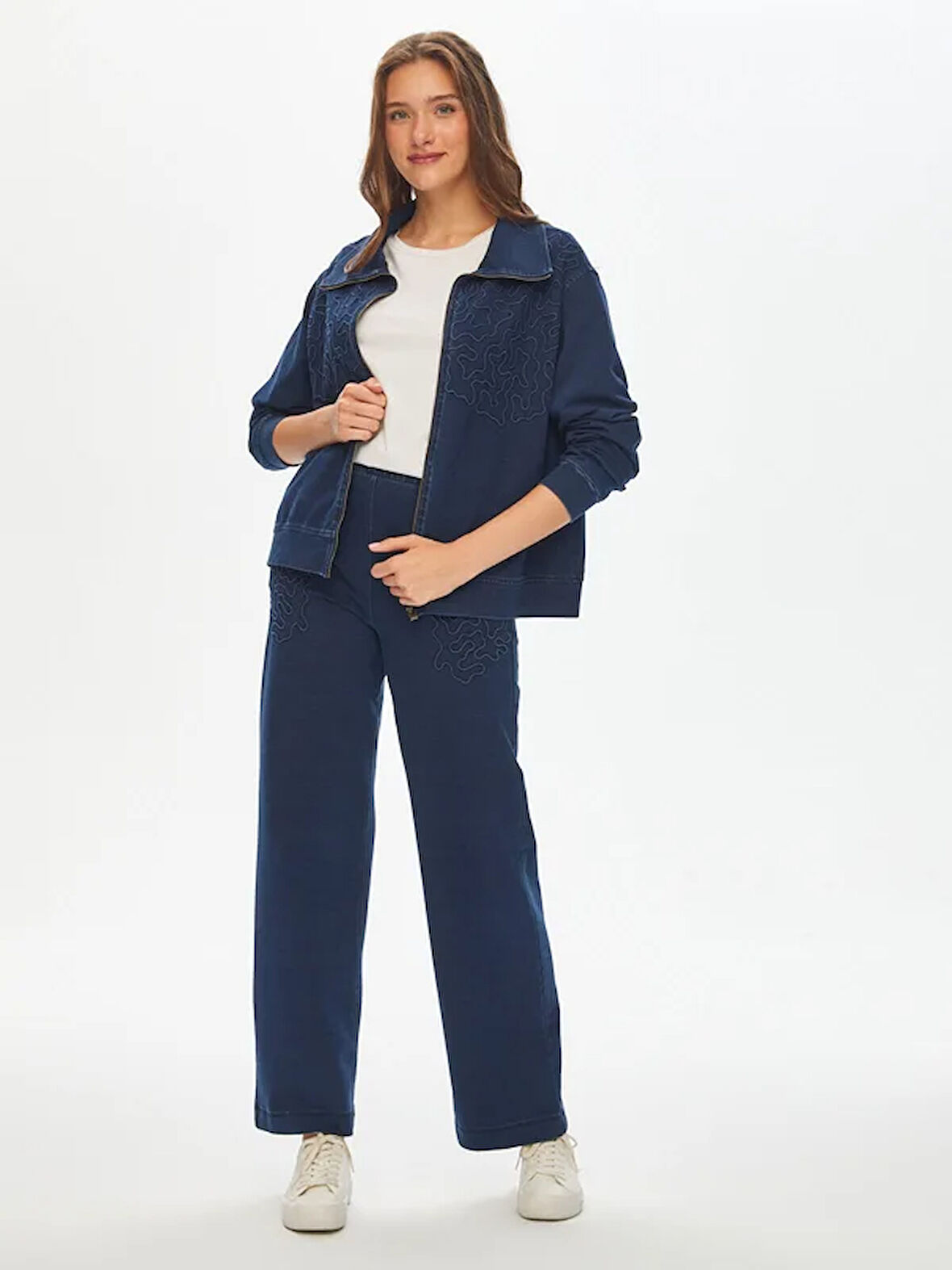 Nakış Detaylı Önü Fermuarlı Eşofman ÜSt 69275