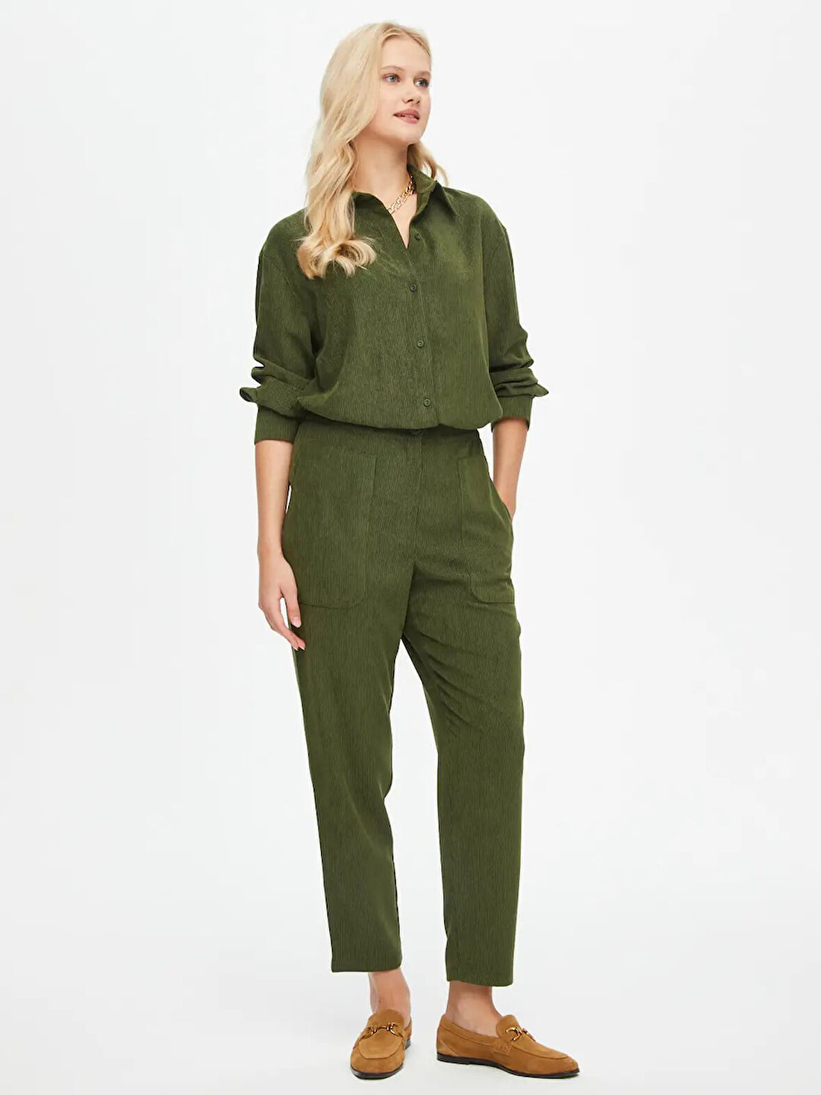 Faik Sönmez Kendinden Dokulu Comfort Fit Kadın Pantolon 69490