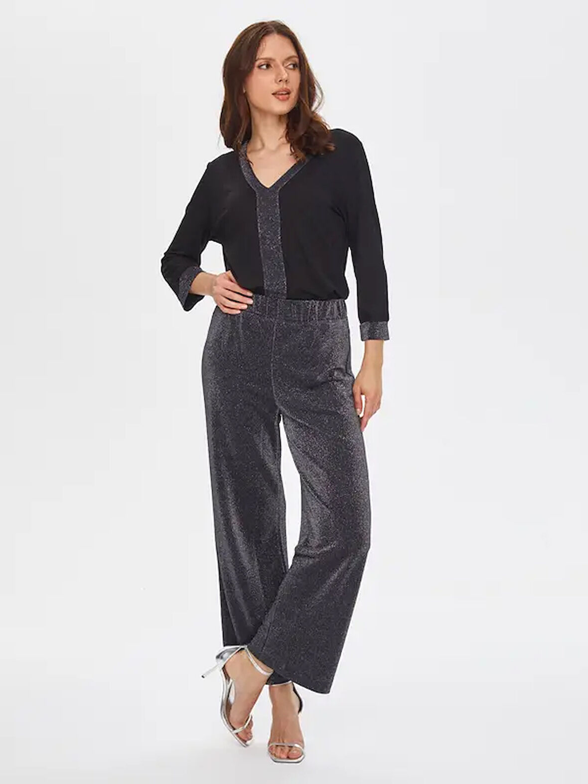 Simli Straıght Fıt Örme Pantolon 69479