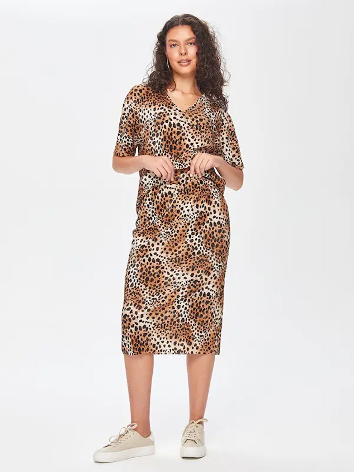 Kendinden Piliseli Leopar Desen Etek 69292