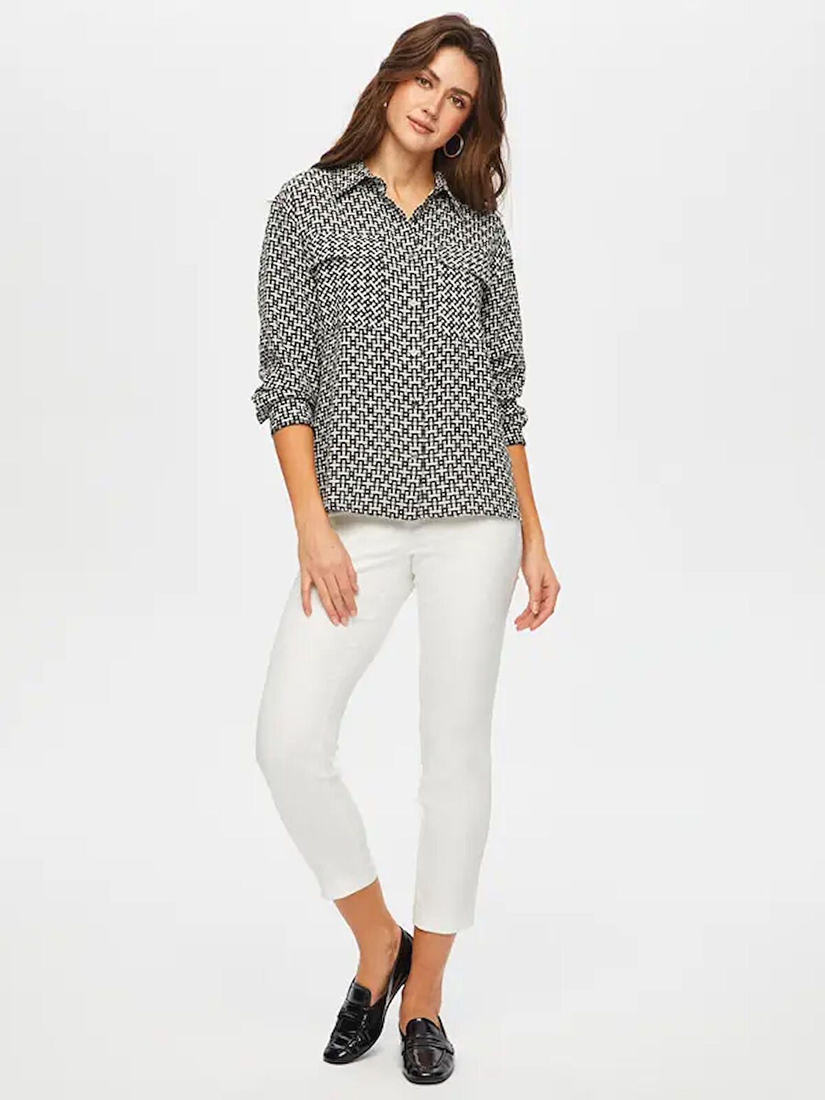 Kendinden Jakarlı Taş Detaylı Şık Gömlek 009