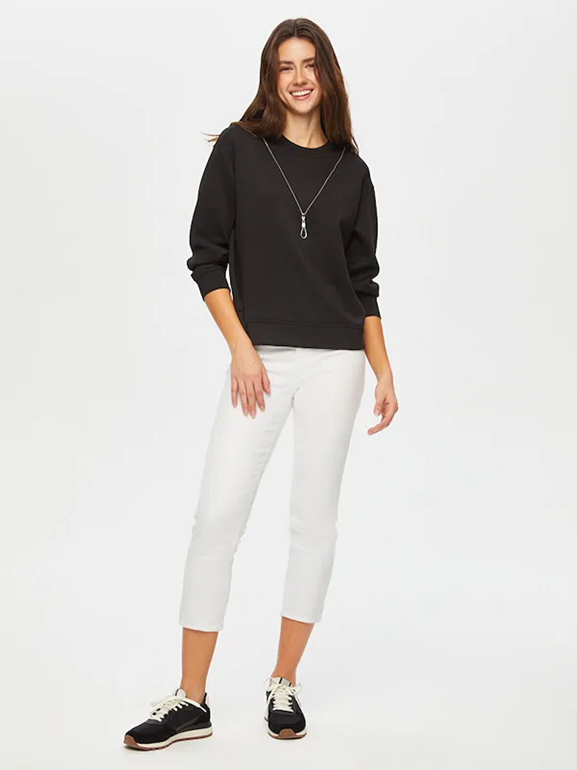 Fermuar Zincir Detaylı Yuvarlak Yaka SweaT-Shirt S25SWT001