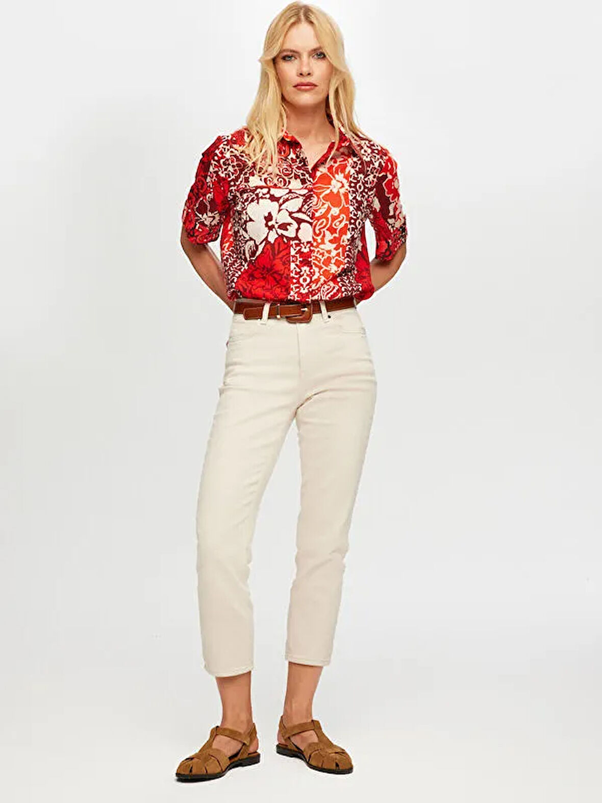 Slim Fit Coton Parça Boya Pantolon B00044