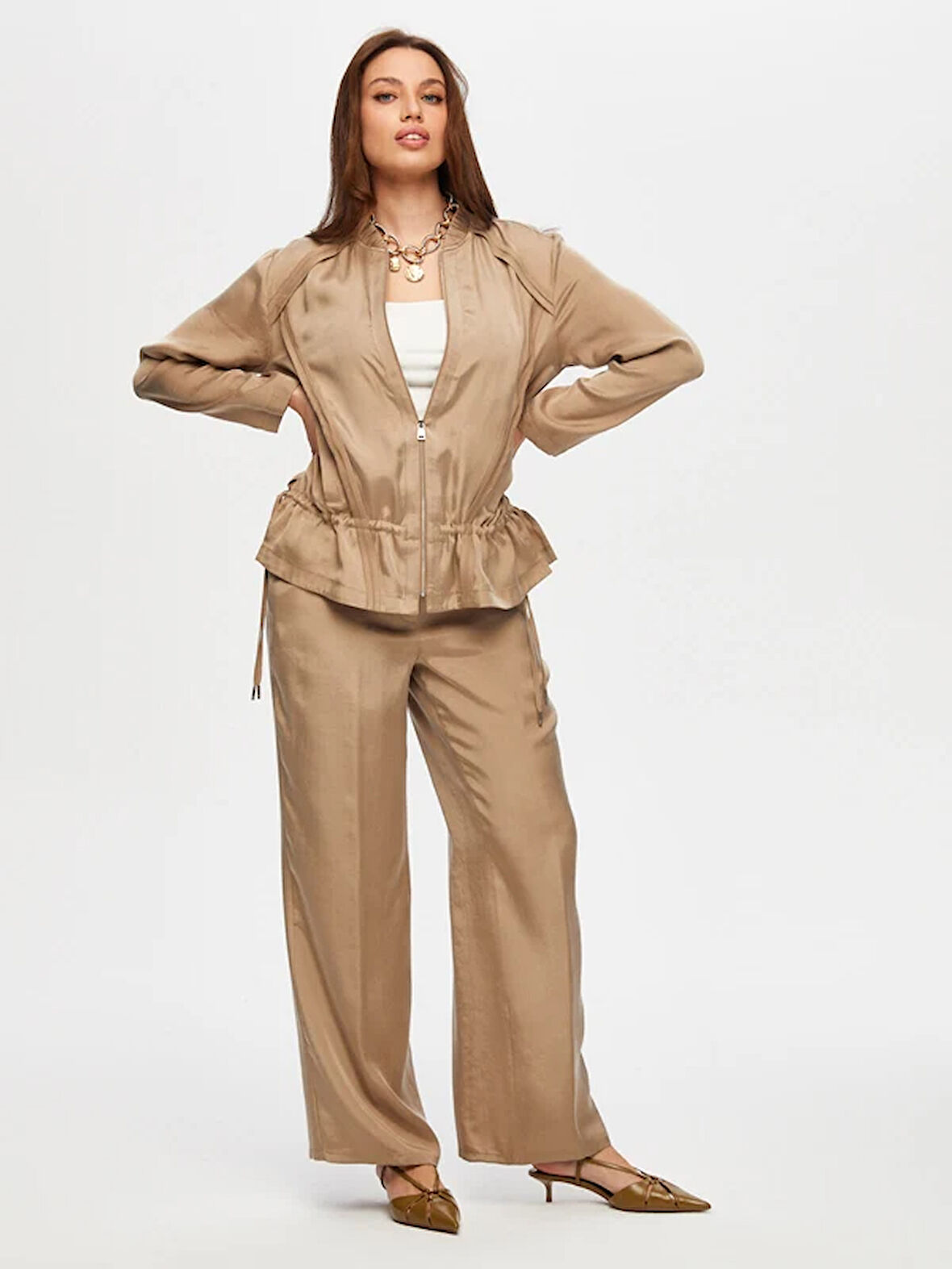 Ribana Garnili Bağcık Detaylı Bomber Ceket S25BMB005