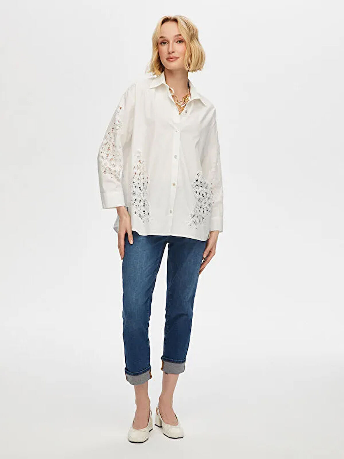 Kroşe Garnili Poplin Tunik S25TNK002