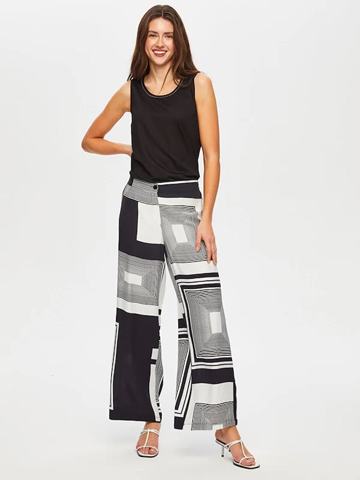 Çizgili Monochrome Wıde Leg Fıt Pantolon 032