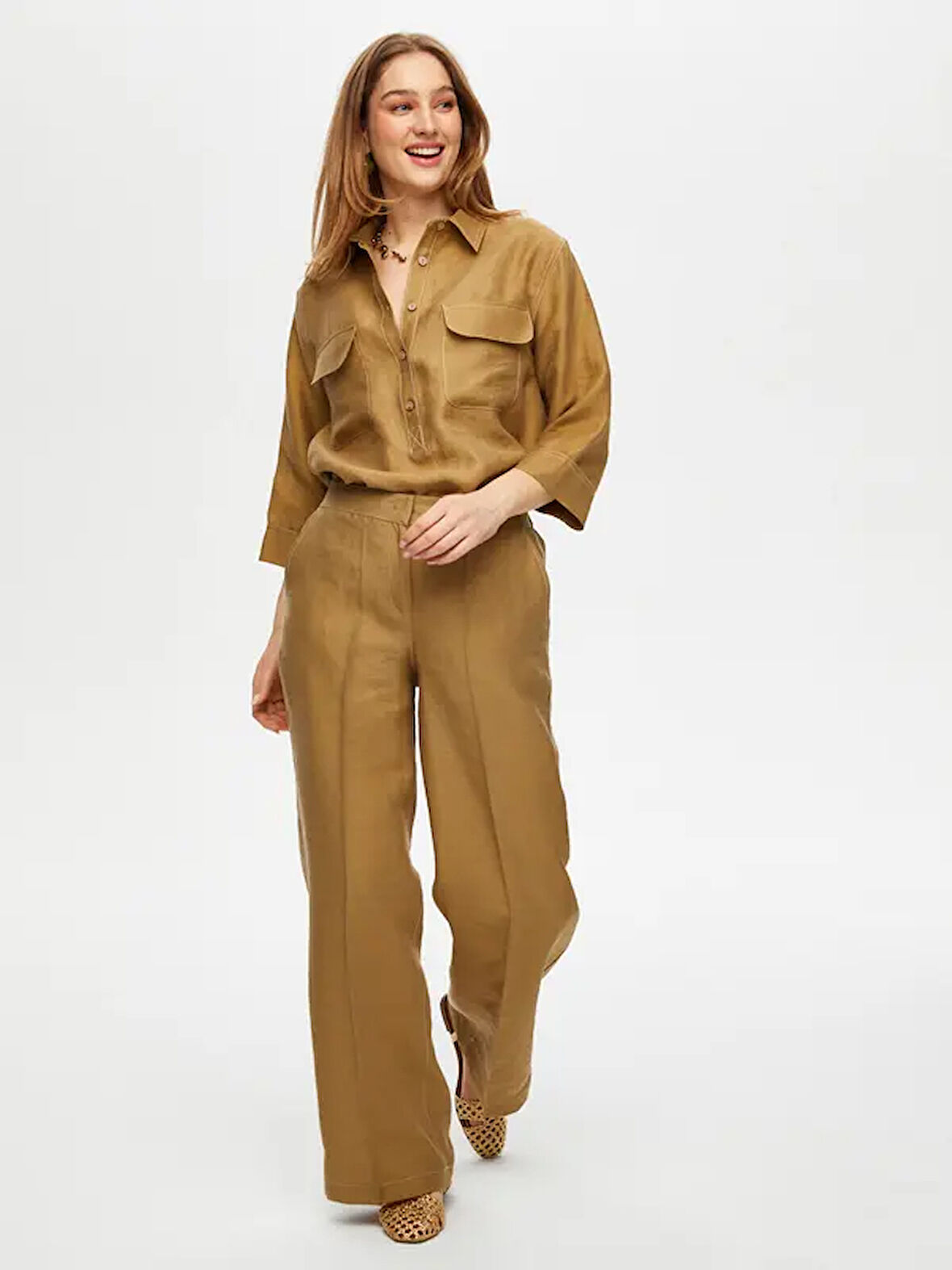 Wide Leg Fit Ütü İzli Tensel Keten Pantolon S25PNT018