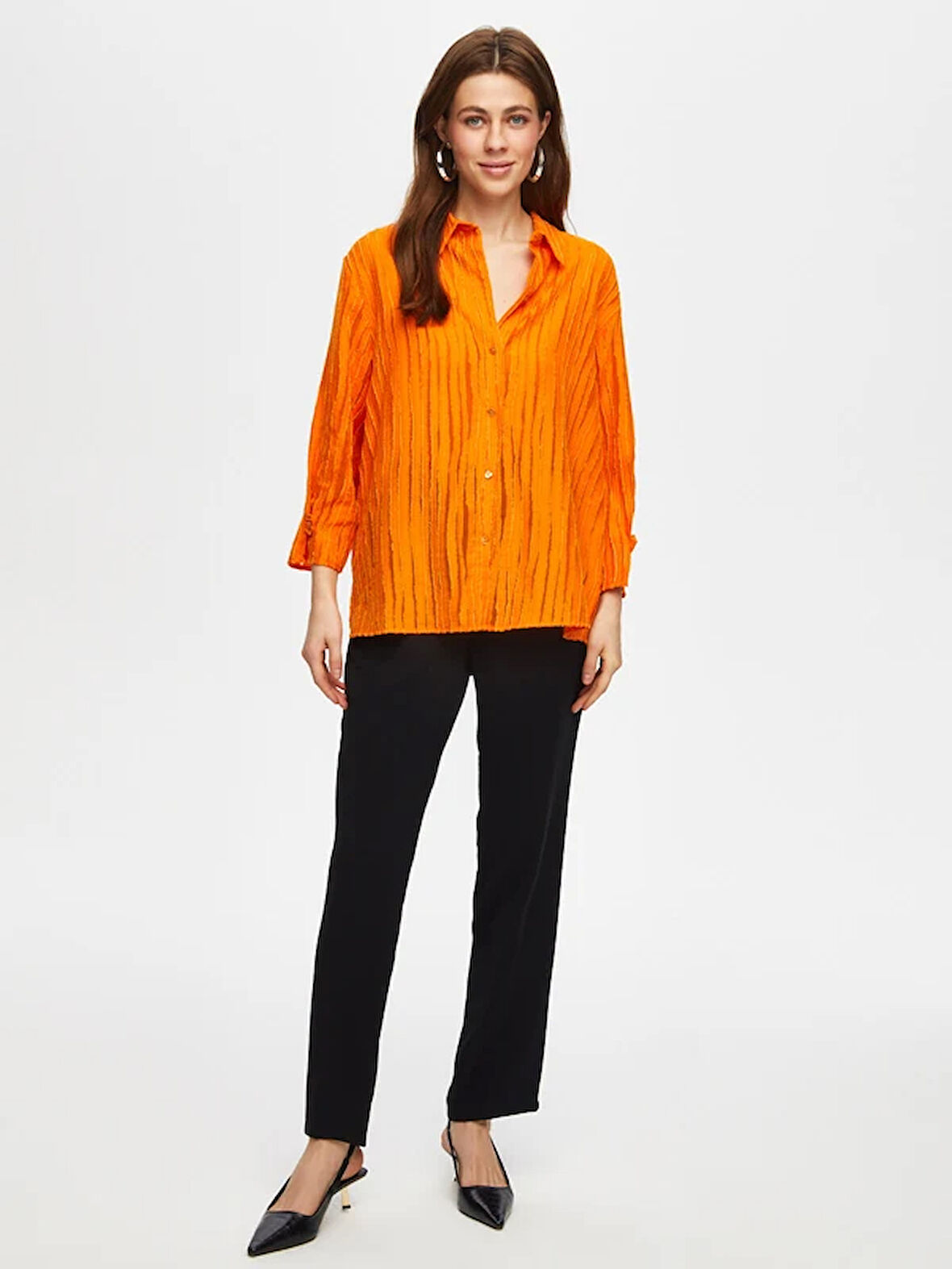 Kendinden Jakarlı 3/4 Kol Gömlek 041