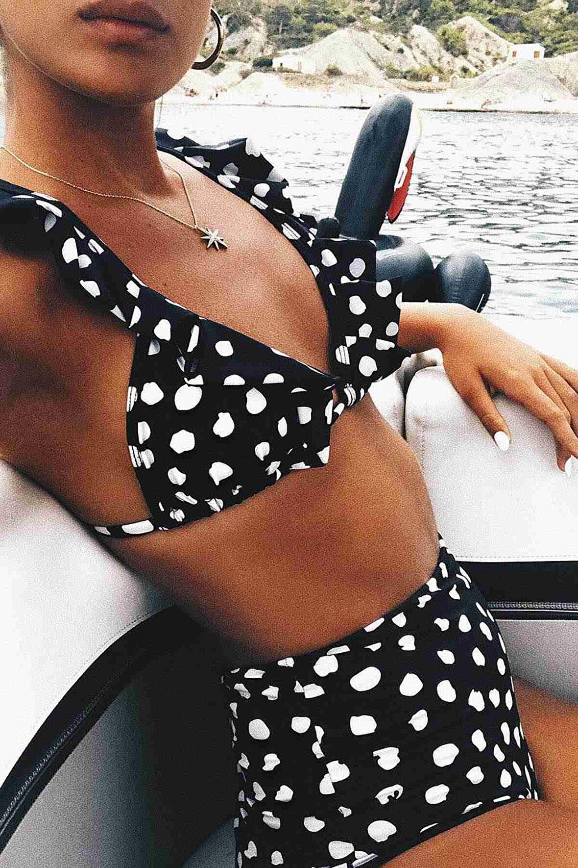 Angelsin Siyah Beyaz Puantiyeli Bikini Alt Çok Renkli