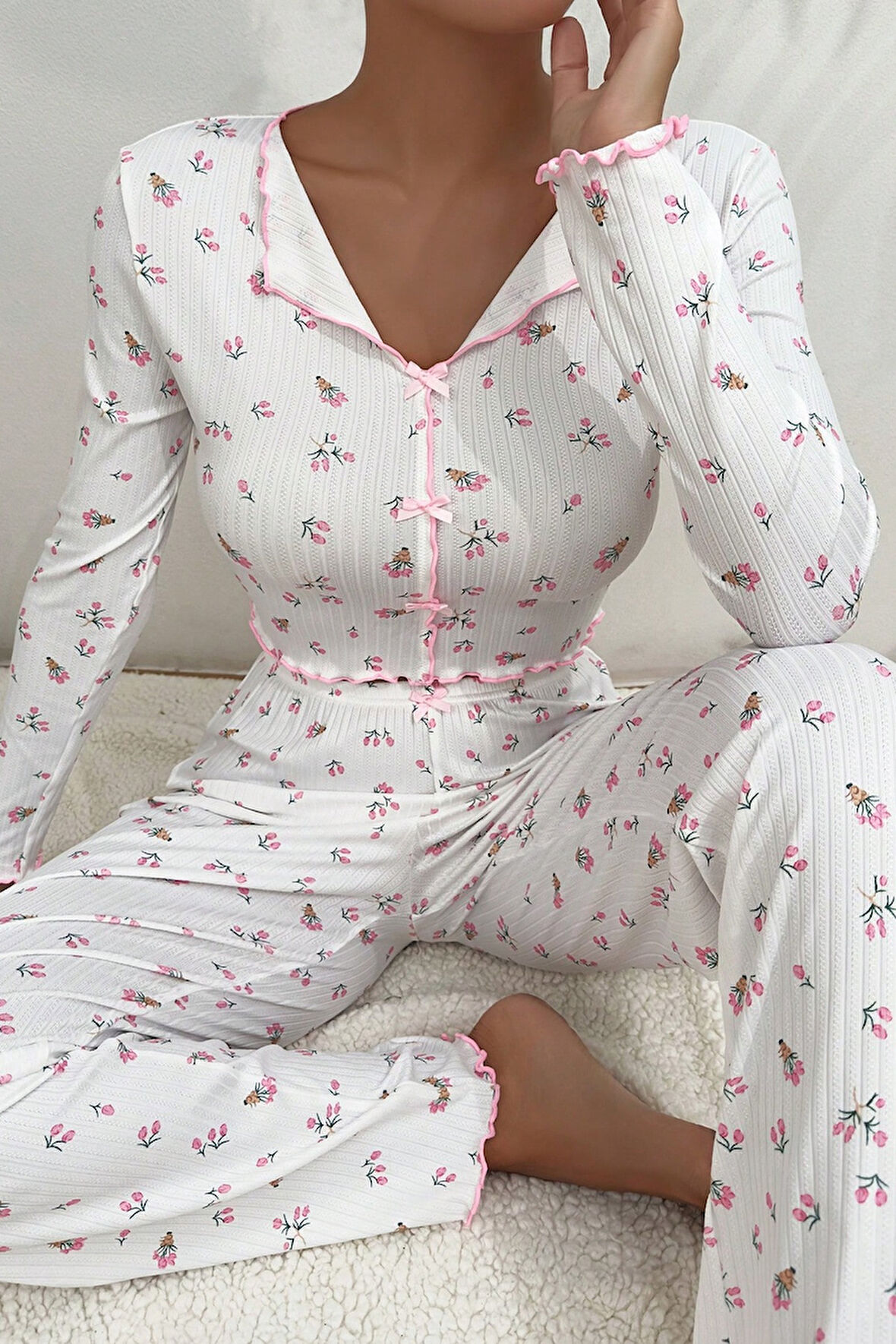 Merry See Baskılı Özel Kumaş Pijama Takımı