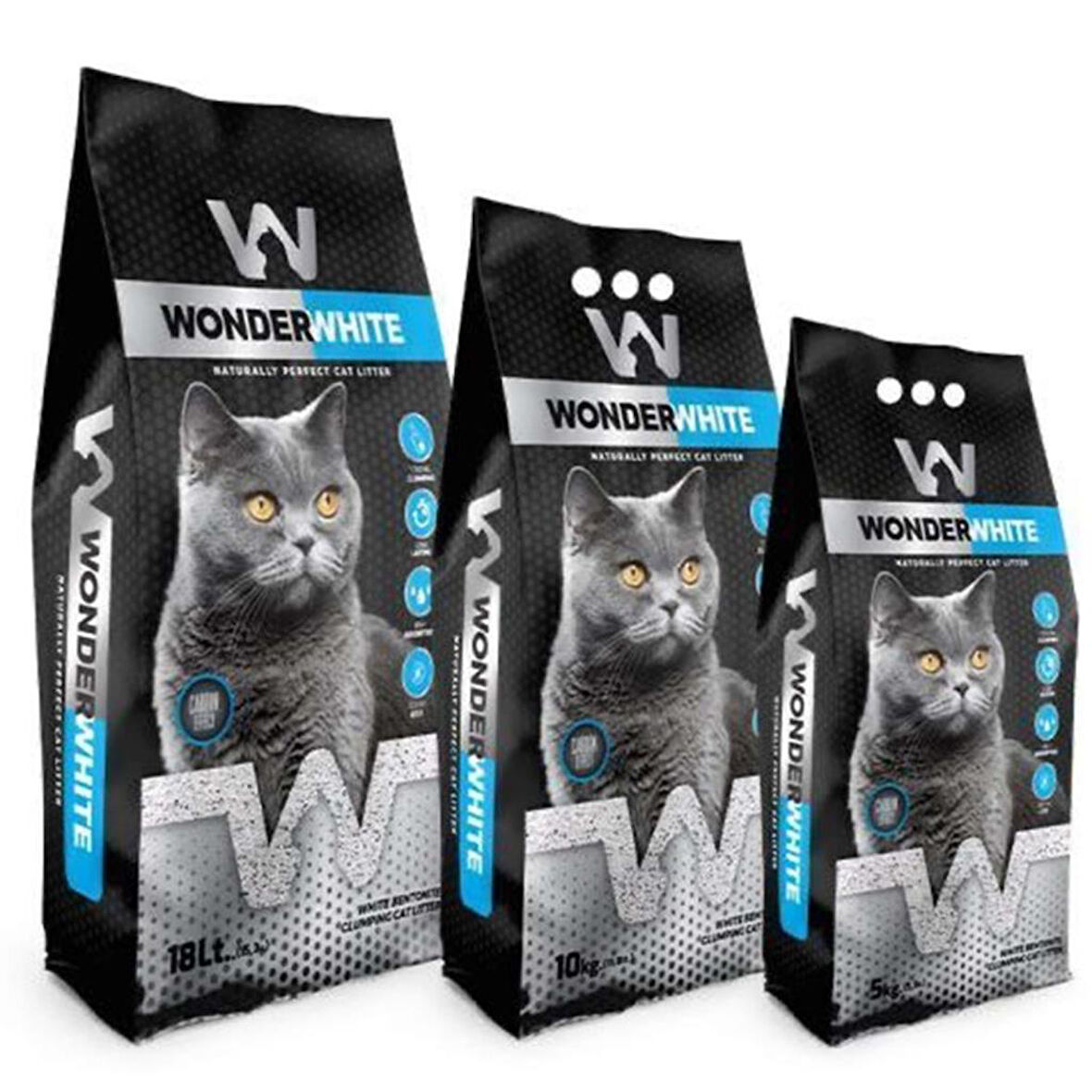 Wonder White  Actif Karbonlu İnce Taneli Topaklanan Kedi Kumu 10 Kg