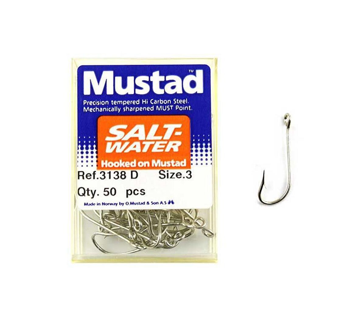 Mustad Saltwater 3138 D No:3 50 Pcs