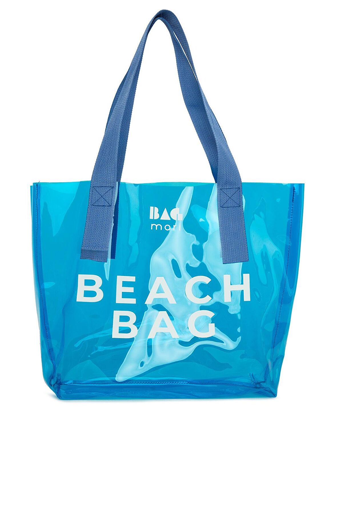 Mavi  Beach Bag Baskılı Şeffaf Plaj Çantası M000007257