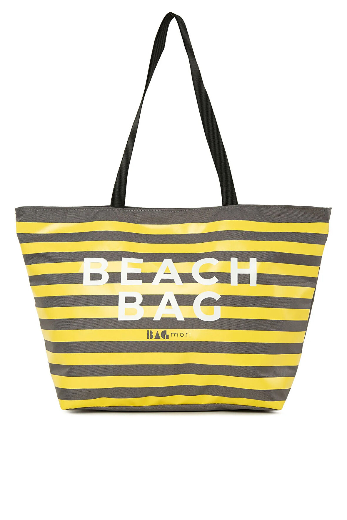 Gri  Çizgili Beach Bag Baskılı Plaj Çantası M000008438