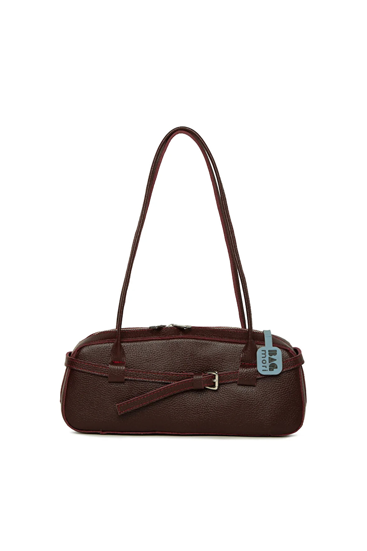 Bordo  Gerçek Deri Kemerli İnce Askılı Çanta M000008606