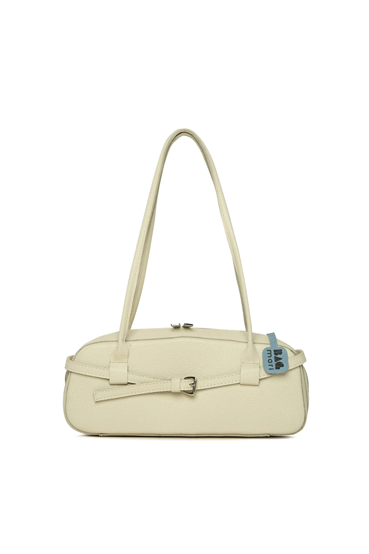 Krem  Gerçek Deri Kemerli İnce Askılı Çanta M000008606