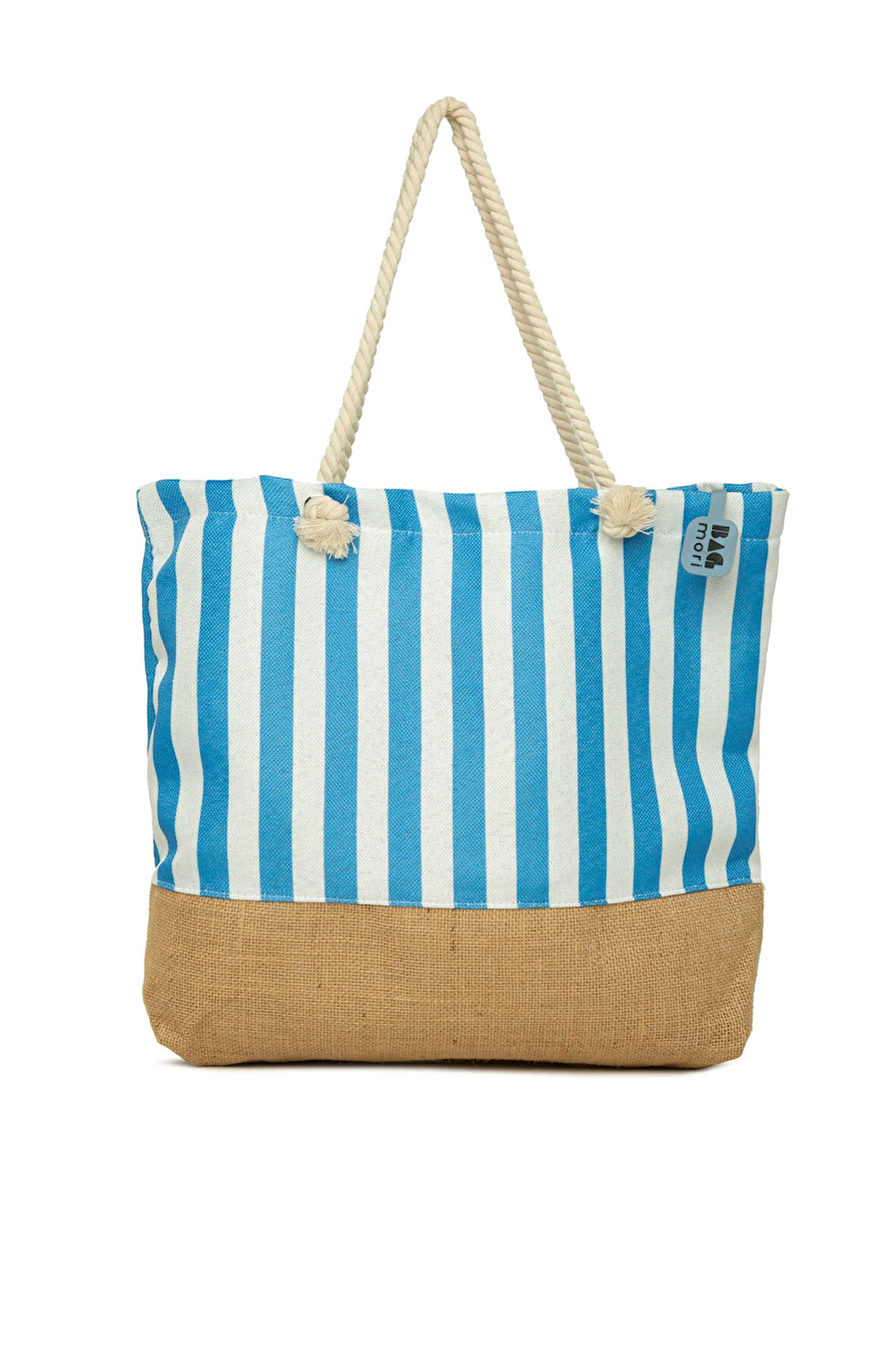 Mavi  Çizgili Jüt Garnili Plaj Çantası M000008627