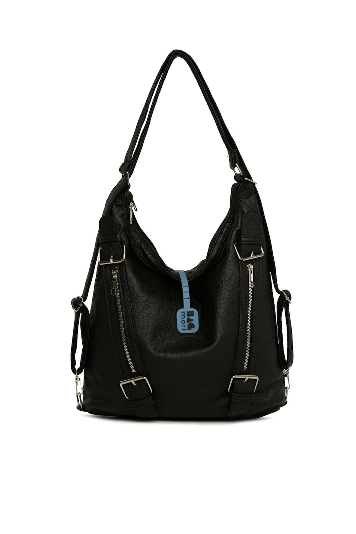 Siyah  Yumuşak Dokulu Kemer Detaylı Askılı ve Sırt Salaş Çanta M000008637