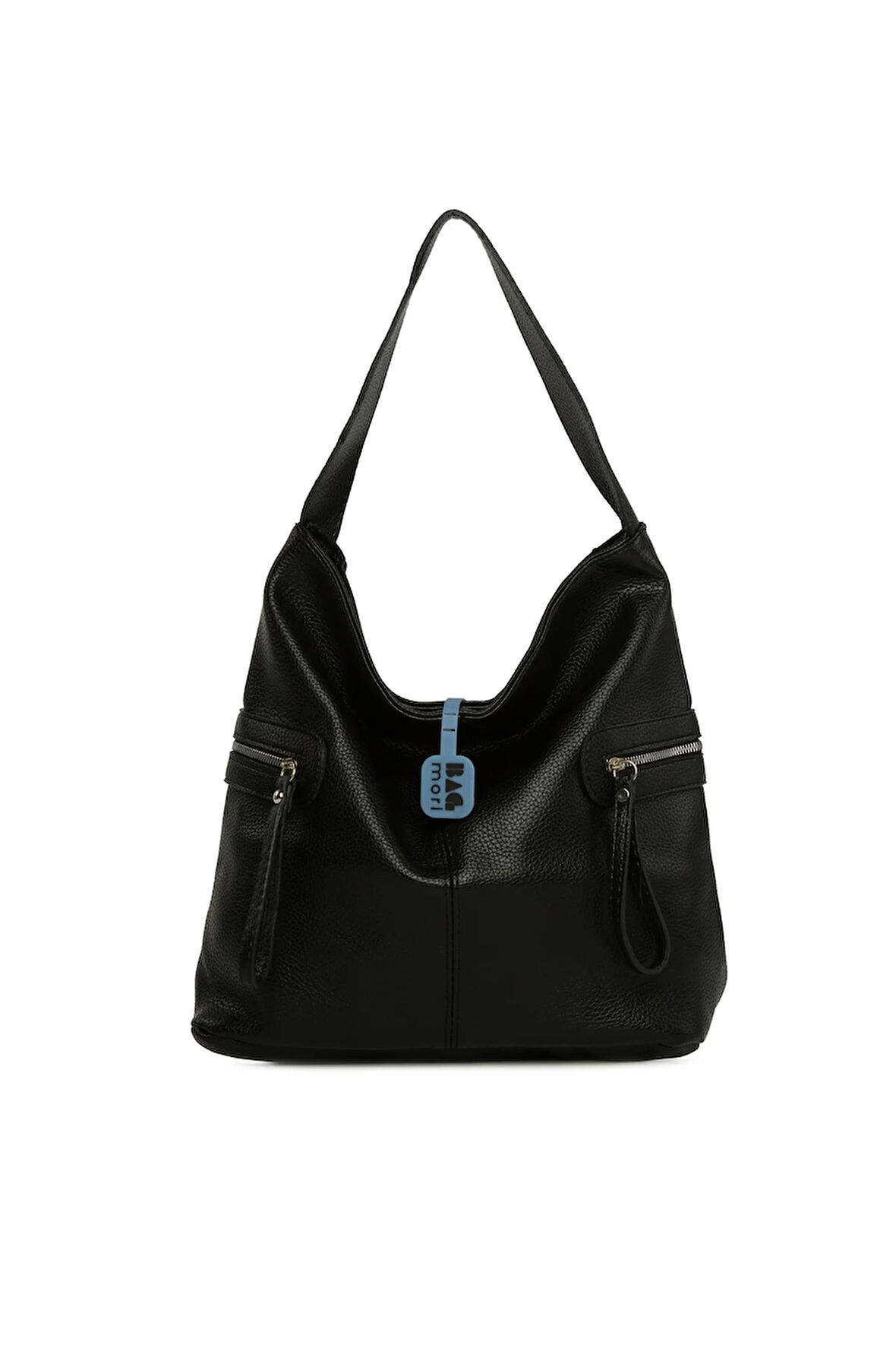 Siyah  Dokulu Yan Fermuar Detaylı Salaş Çanta M000008643