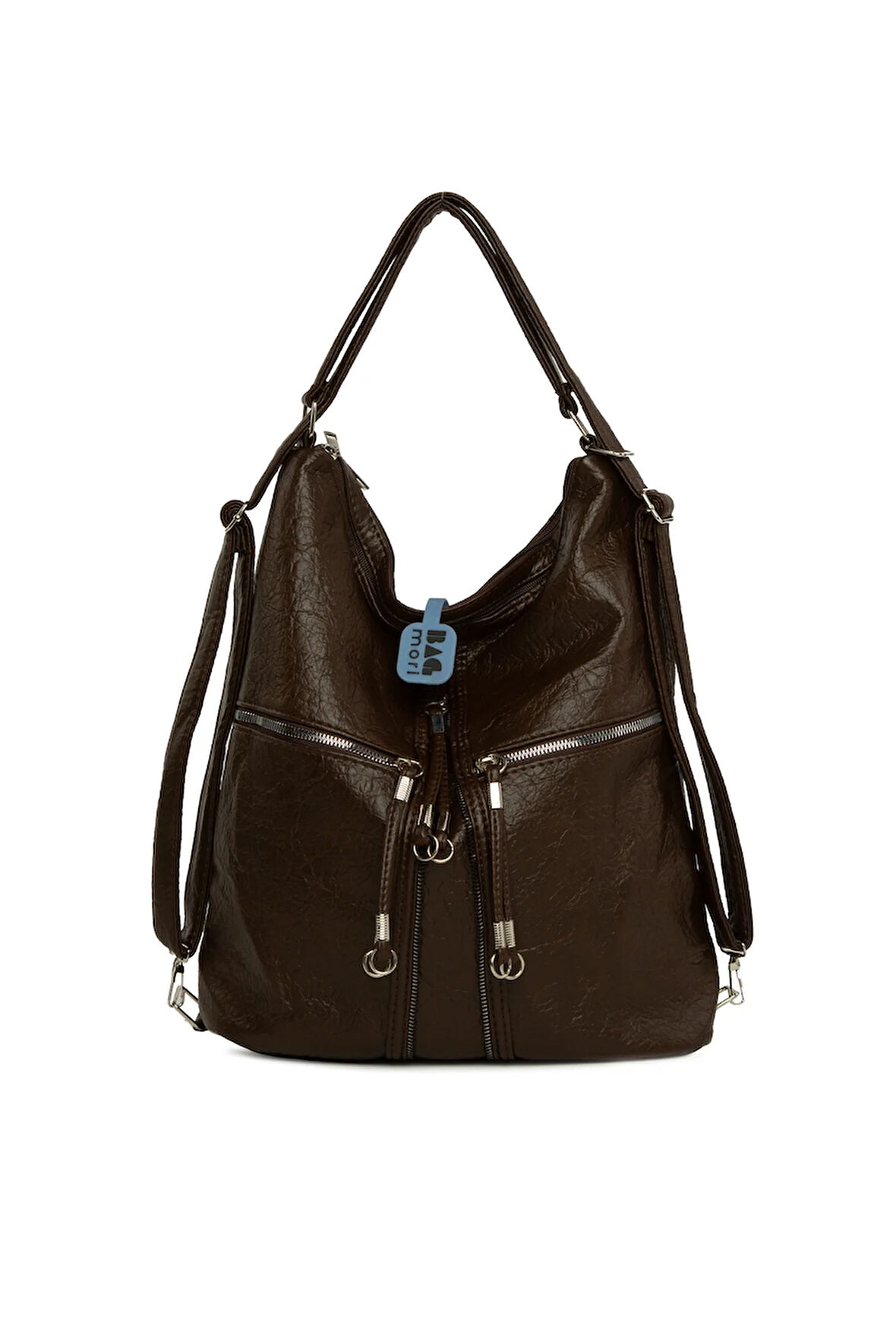 Kahverengi  Yumuşak Dokulu Elcik Detaylı Askılı ve Sırt Salaş Çanta M000008648