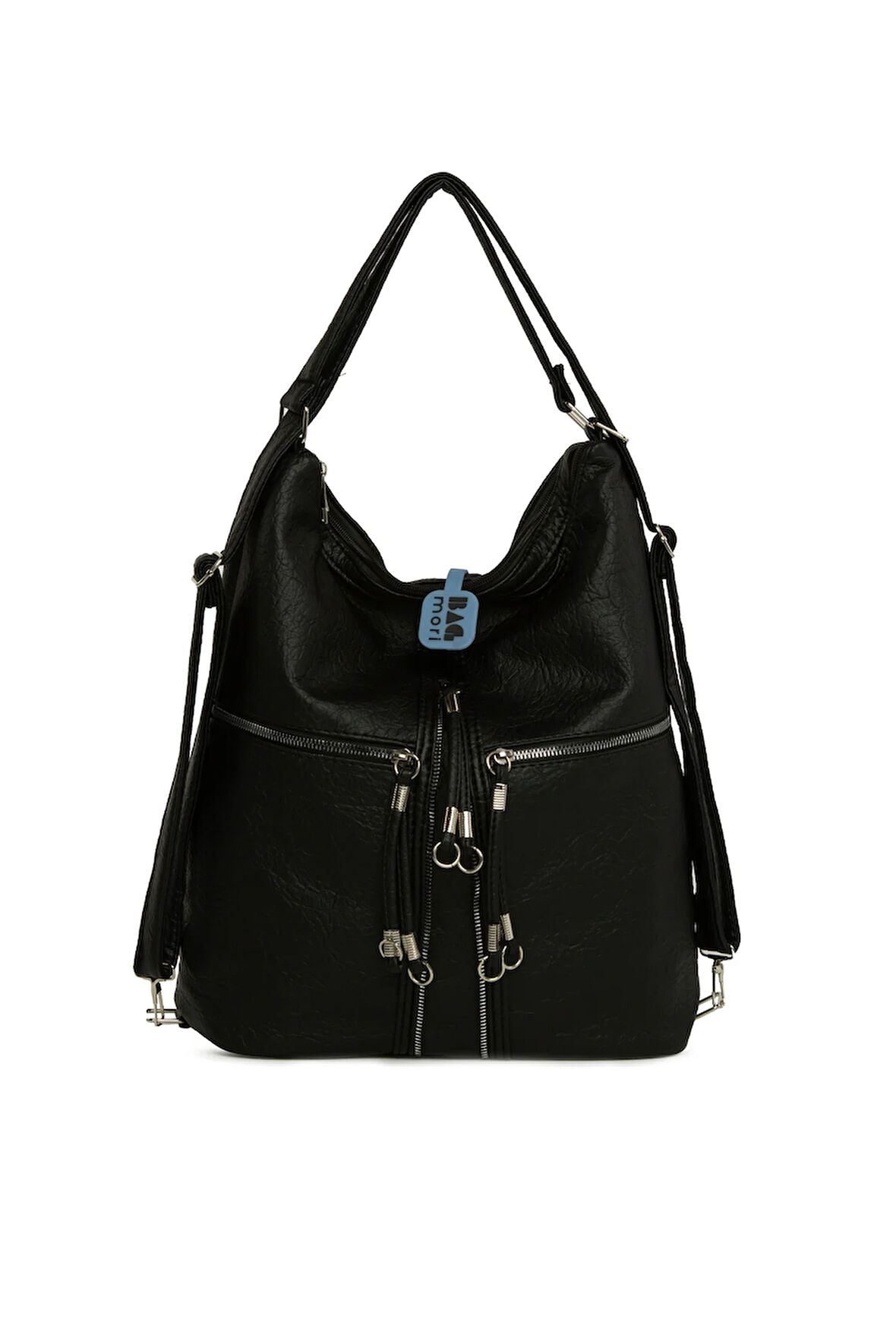 Siyah  Yumuşak Dokulu Elcik Detaylı Askılı ve Sırt Salaş Çanta M000008648