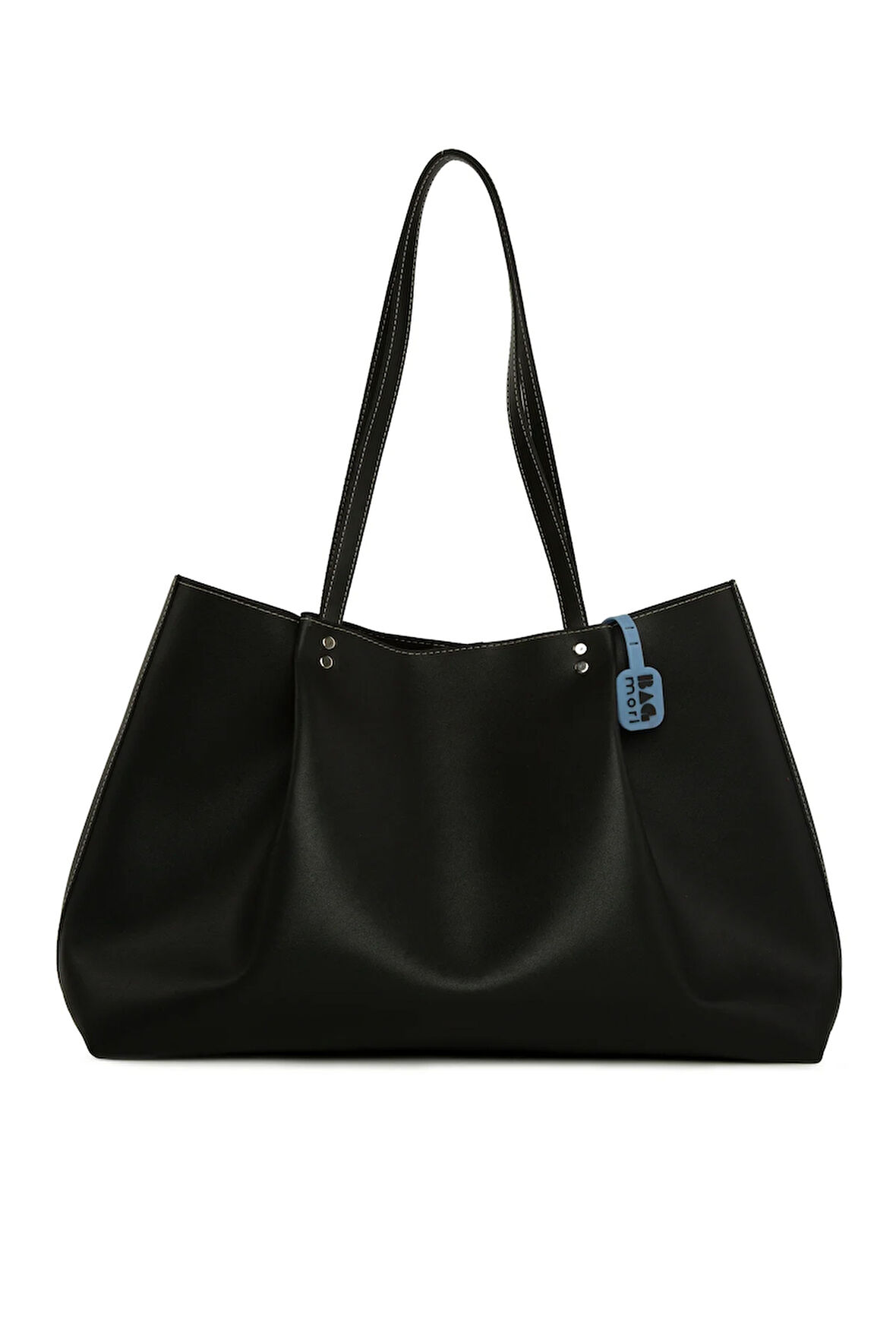 Siyah  Kontrast Dikişli Pilili Maxi Boy Çanta M000008649