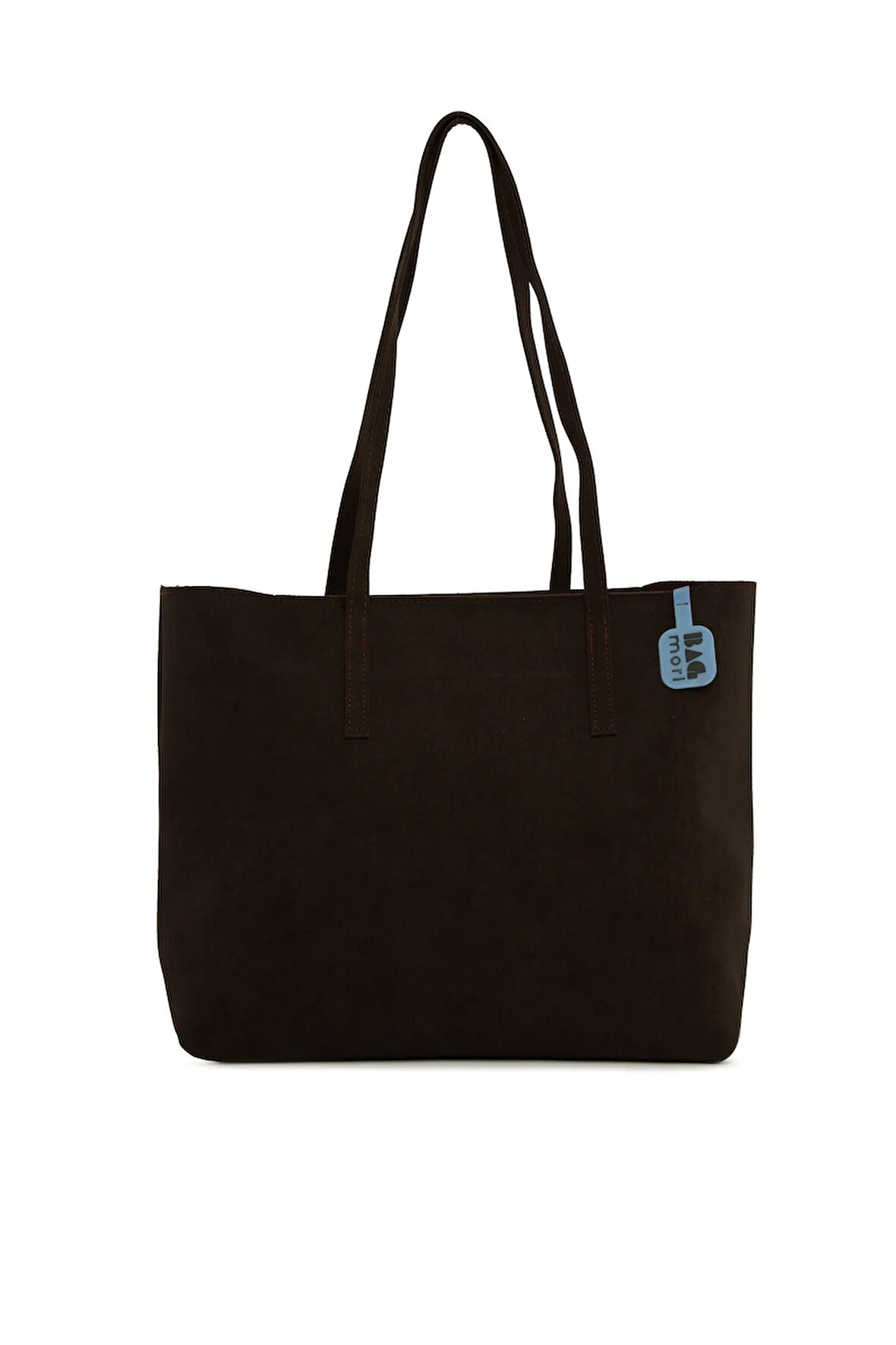 Kahverengi  İnce Askılı Fermuarlı Nubuk Tote Çanta M000008656